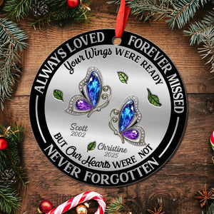 Memorial Always Loved Never Forgotten Gemstone Effect - Personalized Metal Ornament