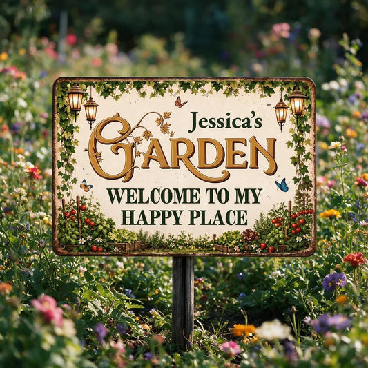 Welcome To My Happy Place - Personalized Metal Sign