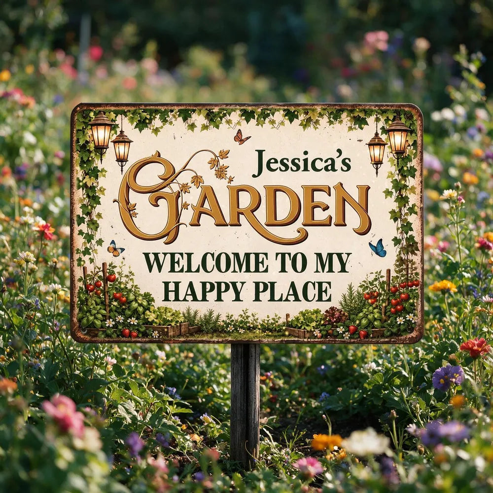 Welcome To My Happy Place - Personalized Metal Sign