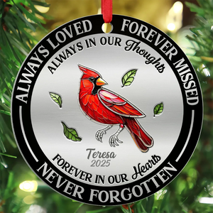 Memorial Always Loved Never Forgotten Gemstone Effect - Personalized Metal Ornament