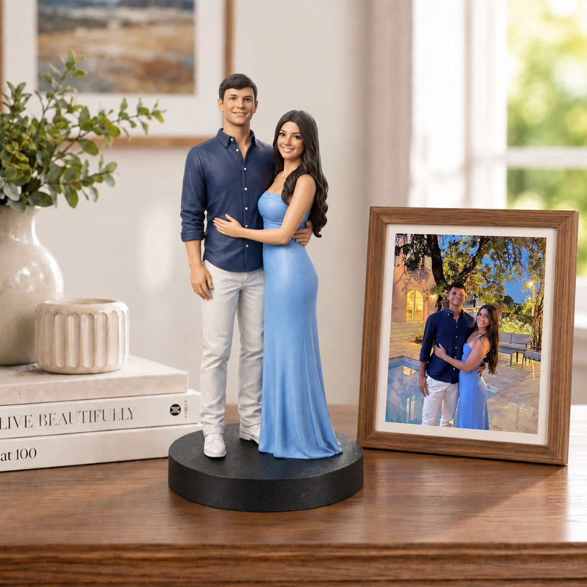 Custom Couple Figurine From Photo, Personalized 3D Statue, Wedding Anniversary Gift