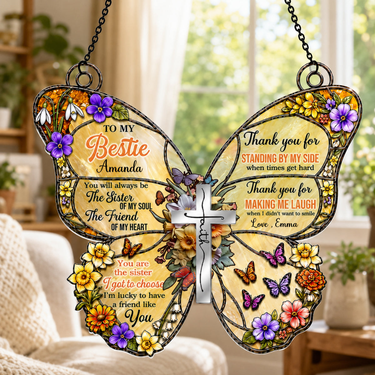 To My Bestie You Are The Sister Of My Soul | Personalized Acrylic Suncatcher