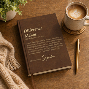 Personalized Difference Maker Journal, Custom Coworker Gifts, Leather Lined Notebook, Mentor Leader Appreciation Thank You Gift