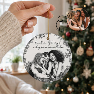 Friendship Sketch Line Art Christmas Gifts For Friends, Sisters - Personalized Ornament