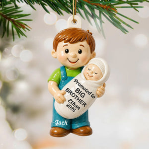 Promoted To Big Sister Big Brother 2D Flat - Personalized Acrylic Ornament - New Big Brother, New Big Sister Gift