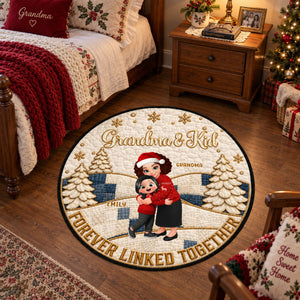 Grandma & Kids Forever Linked Together - Personalized Quilted Carpet - Christmas Decoration, Gift For Grandma