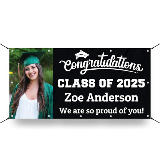 Personalized Graduation Photo Banner Sign Graduation Party Decorations - Congrats Grad Banner - Graduation Decorations Class of 2025,Graduation Party Favors Supplies Yard Sign