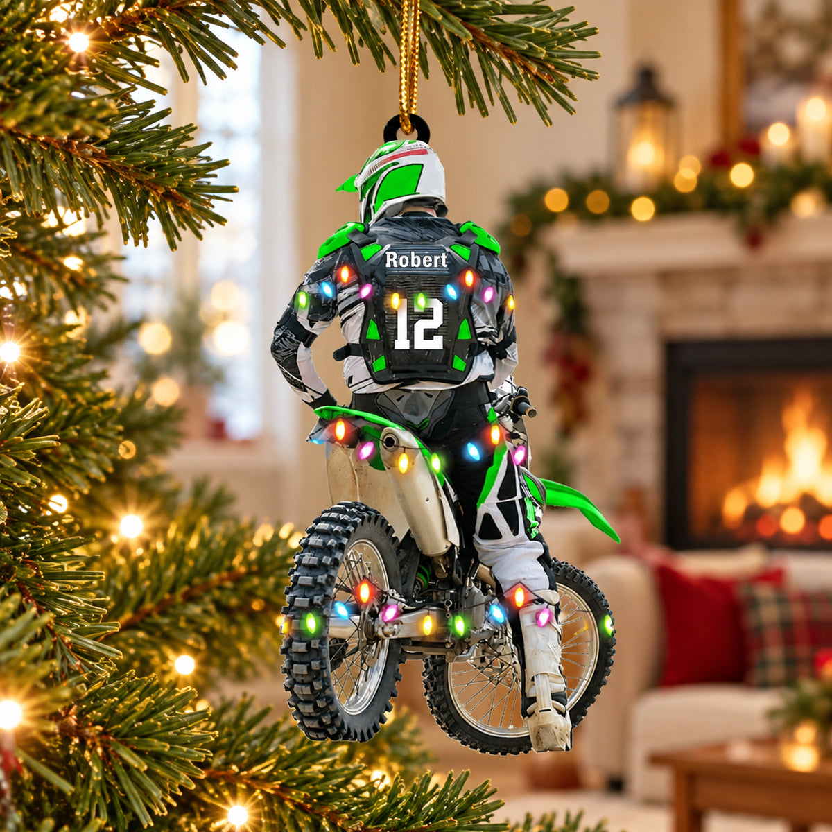 Personalized Motocross Dirt Bike Christmas Ornament - Gift for Motocross Racers