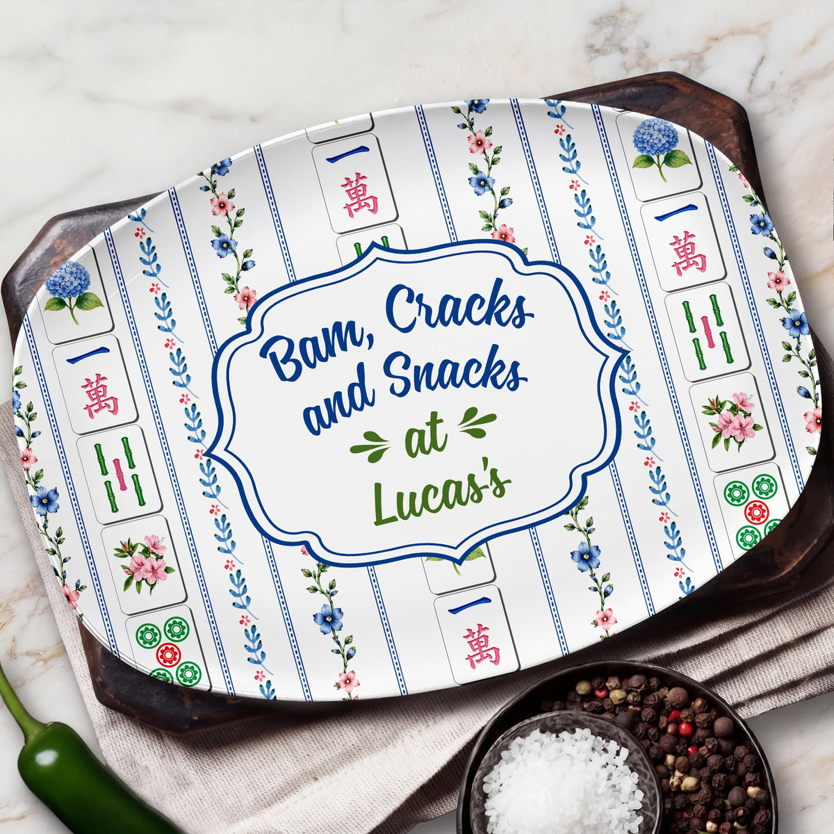 Bams Craks & Snacks Grill Plate - Personalized Mahjong Gifts for Friends