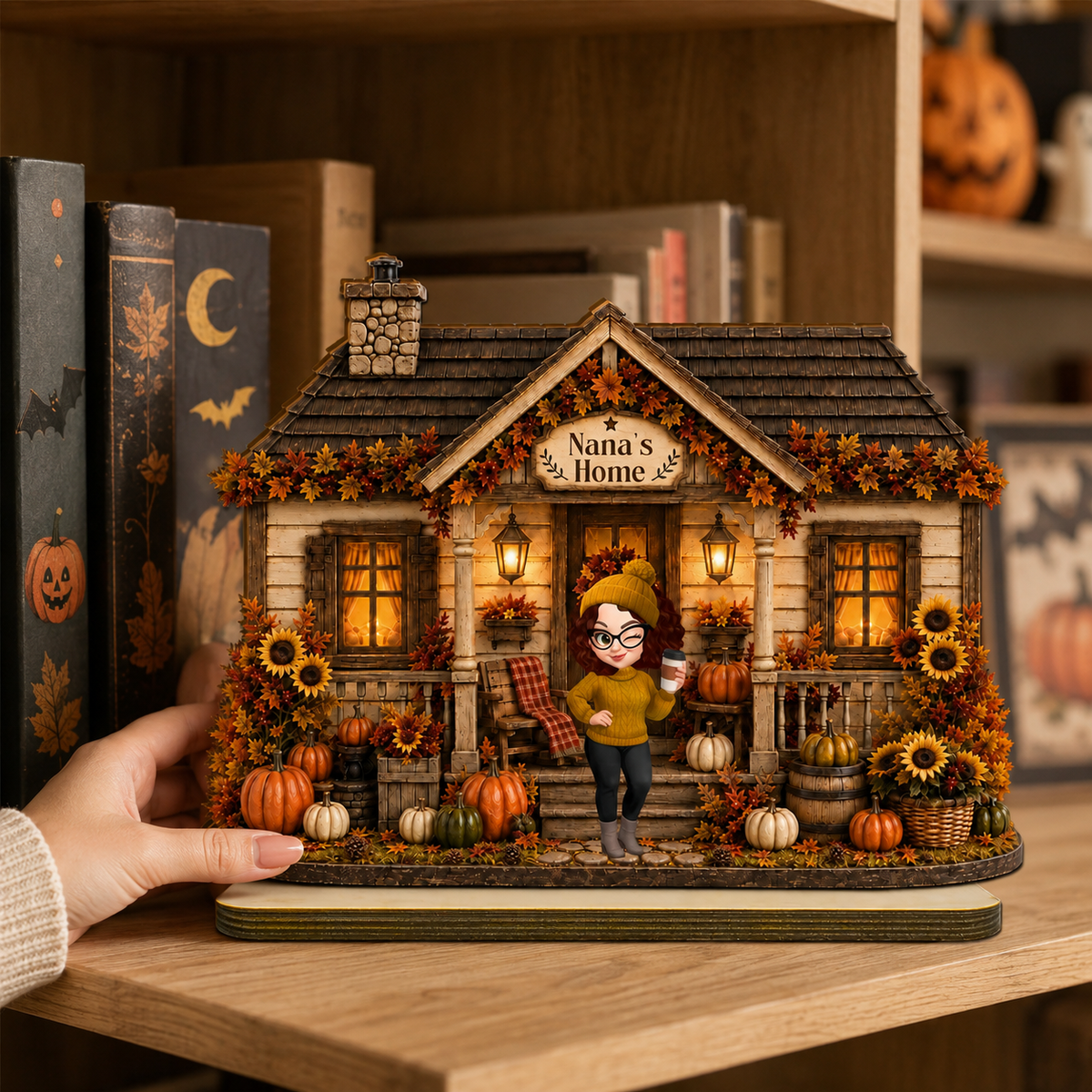 Personalized Harvest Home Wood Plaque, Custom Fall Pumpkin Shelf Display, Thanksgiving Gift For Family, Cozy House Decor, Autumn Table Sign