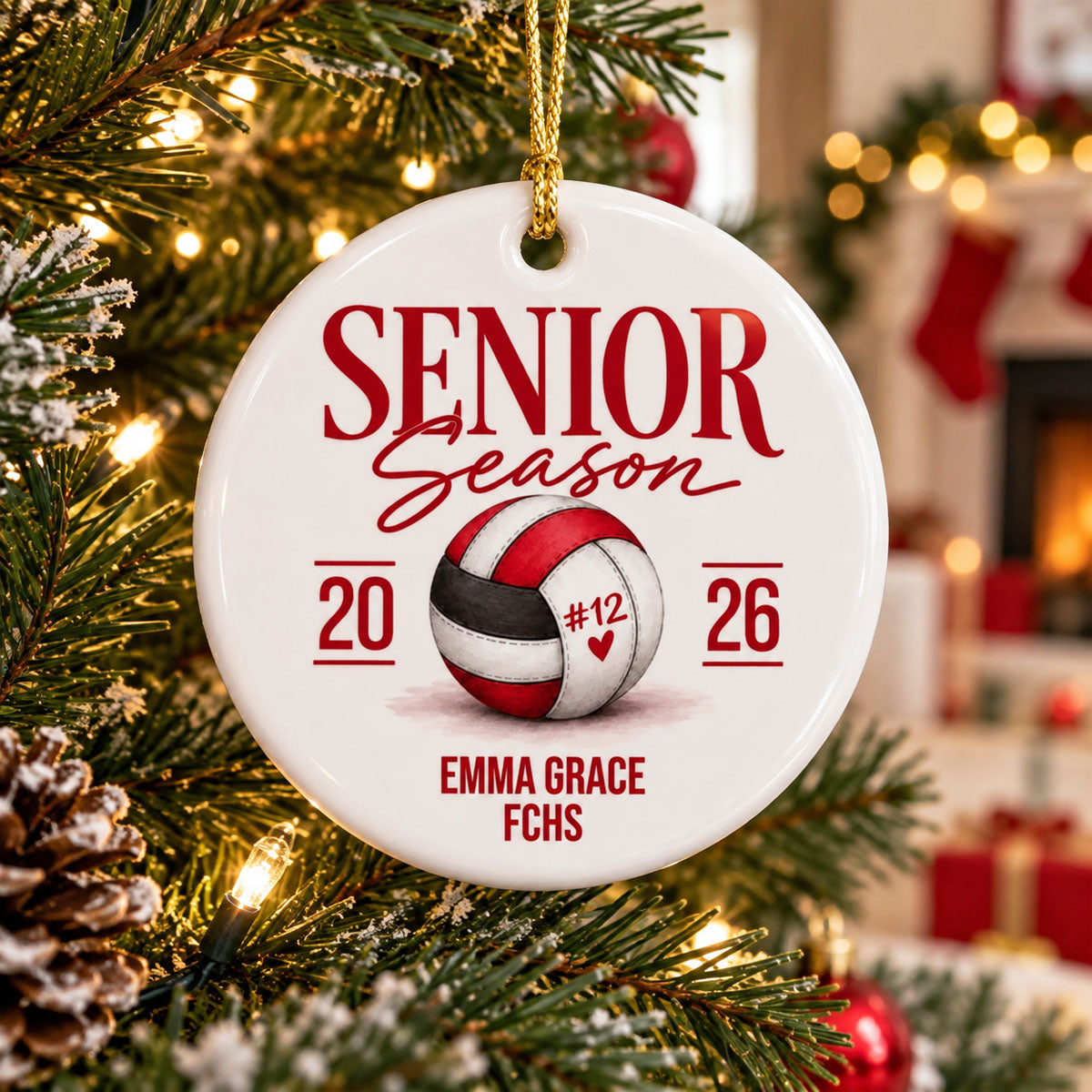 Senior Volleyball - Personalized Ceramic Ornament
