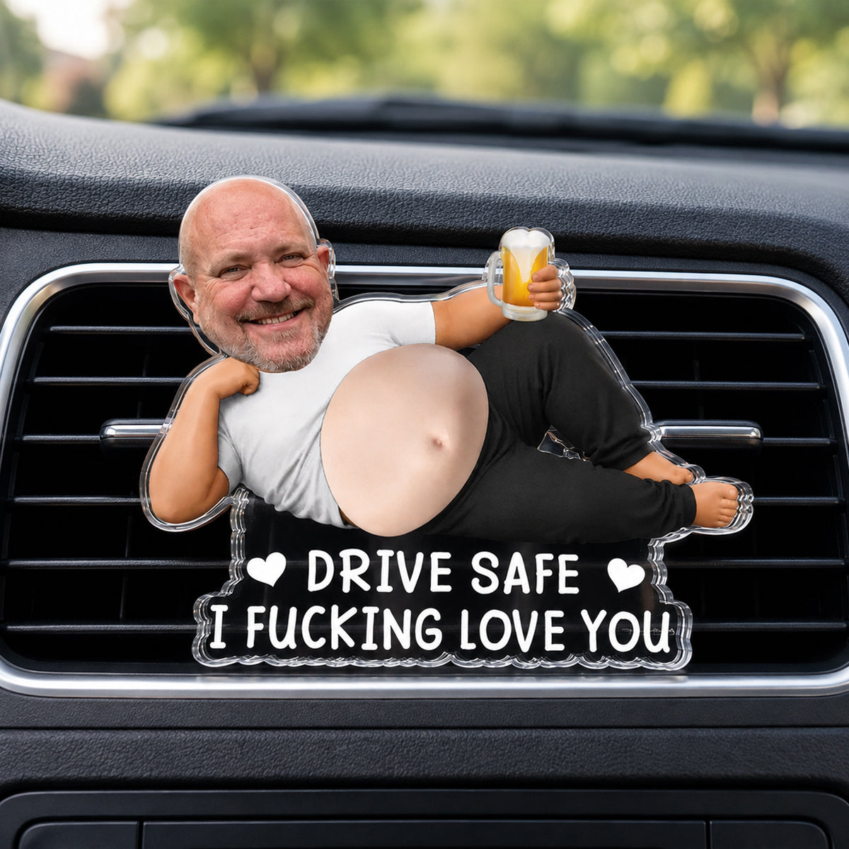 Custom Photo Squishy Acrylic Car Vent Clip – Personalized Anniversary Wedding Gifts For Husband And Wife, Him And Her - Drive Safe, I'm Watching You