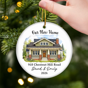 Our New Home - Custom Photo New Home Ceramic Ornament - Personalized Anniversary Christmas Wedding Gifts For Husband And Wife, Him And Her