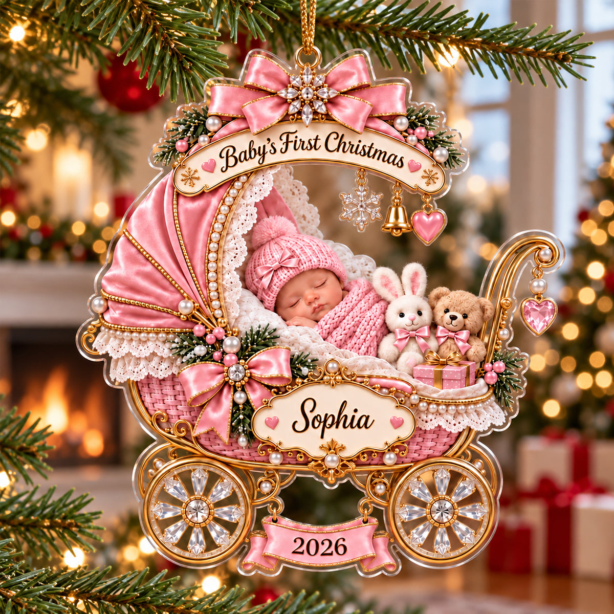 Personalized Baby’s First Christmas Ornament , Custom Name Acrylic Keepsake