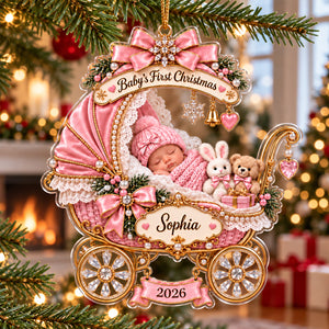 Personalized Baby’s First Christmas Ornament , Custom Name Acrylic Keepsake