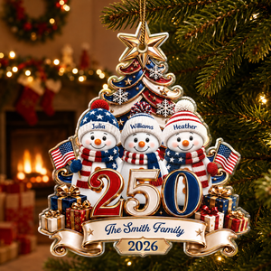 Snowman 250 Years Of Freedom America Anniversary - Personalized Custom Shaped Acrylic Ornament