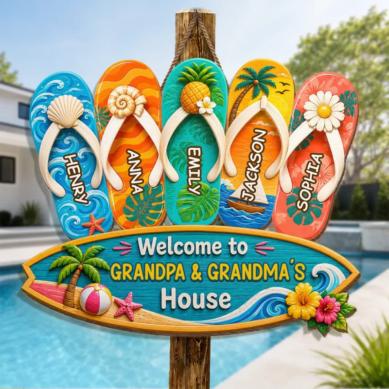Beach Days With Grandkids Wood Sign - Personalized Summer Vacation And Travel Gifts For Grandma, Grandpa