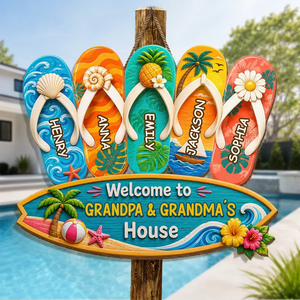 Beach Days With Grandkids Wood Sign - Personalized Summer Vacation And Travel Gifts For Grandma, Grandpa
