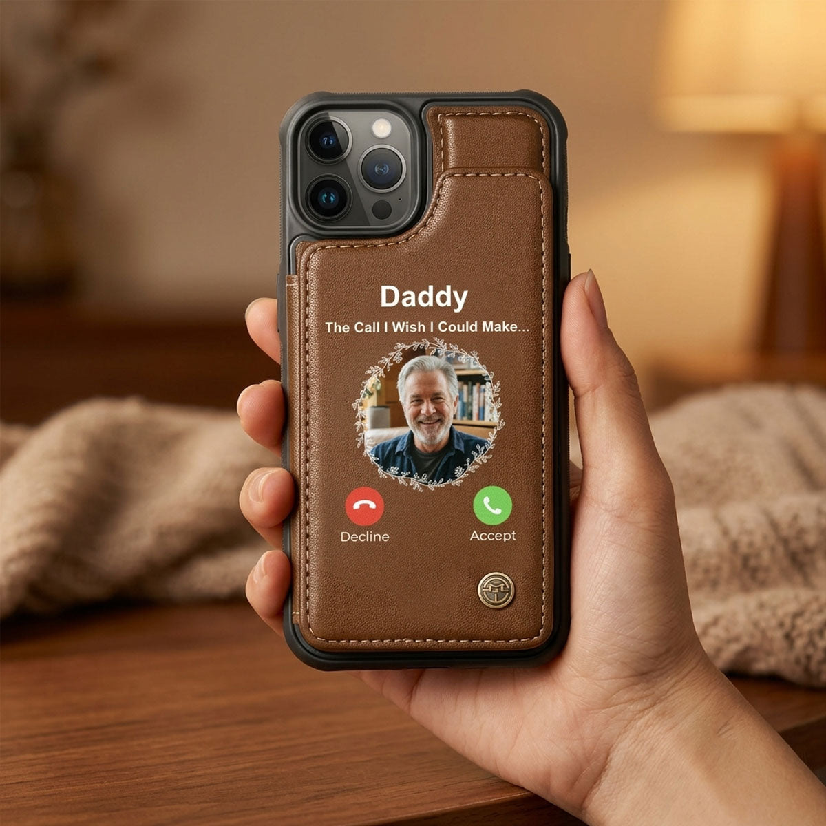The Call I Wish I Could Take - Personalized Photo Leather Flip Wallet Phone Case