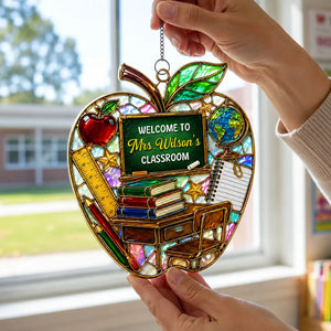 Welcome to Teacher's Classroom - Personalized Acrylic Suncatcher - Back to School Gift for Teacher, Classroom Decor