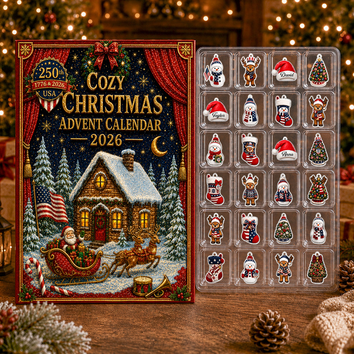 Our Family Christmas Advent Calendar - 24 Day Spirits Countdown, Acrylic Charms Blind Box - Gift For Family