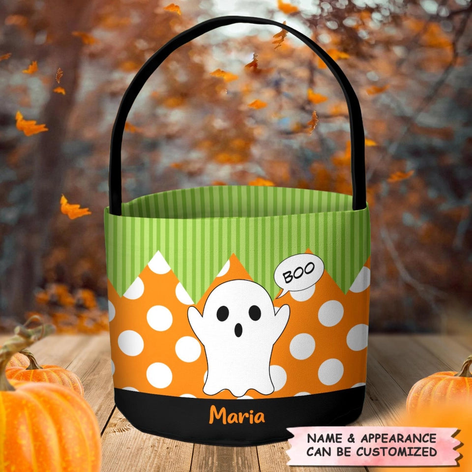 Halloween Ghost Boo! - Personalized Halloween Fabric Basket - Halloween Gift For Kids