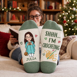 Personalized Crew Socks - Crochet, Knitting Gift For Craft Lovers - Hooked On Crochet