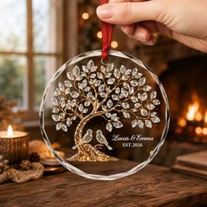 Tree of Love Glass Ornament - Personalized Couple Gifts