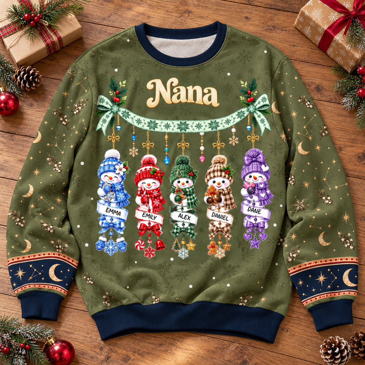 Grandmas Little Snowmen Christmas - Personalized All-Over-Print Sweatshirt - Christmas Gift For Grandma