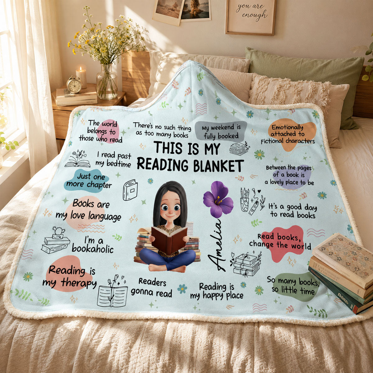 Custom Affirmation Snuggle Blanket, Hoodie Blanket - Personalized Christmas Bookish Gifts For Book Lovers