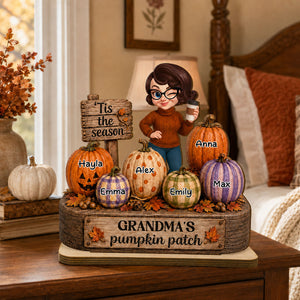 Tis The Season Nana's Pumpkin Patch - Personalized Wooden Plaque - Halloween Fall Decor for Her