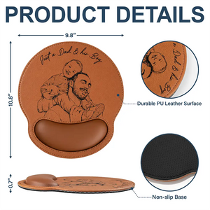 Custom Photo Bold Sketch Just A Dad And His Girl - Personalized Leather Mouse Pad