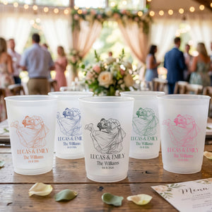 Custom Couples Photo, Wedding Reception Favors, Engagement Party - Personalized Cups