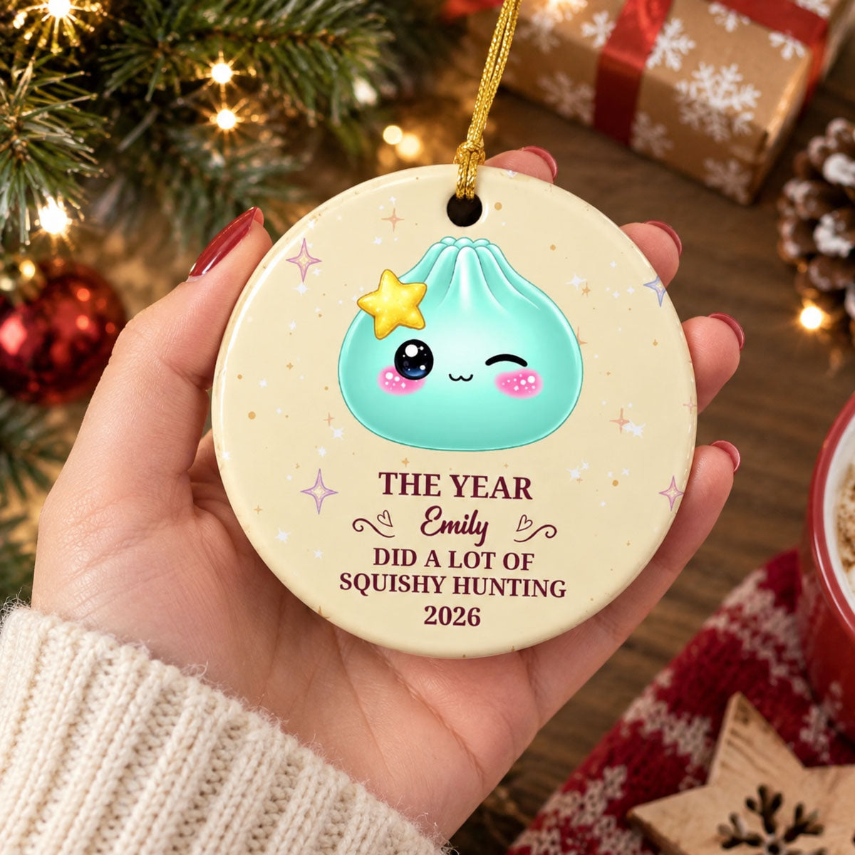 Cute Gift For Kids 2026 Cute Dumpling Squishy Hunter - Personalized Ornament