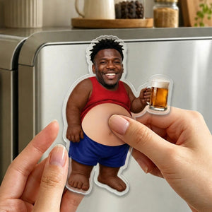 Personalized Funny Dad s Grilling Face Squishy Belly Fridge Magnet, Father's Day Gift For Husband, Custom Dad Photo Squeeze Magnet, Kitchen
