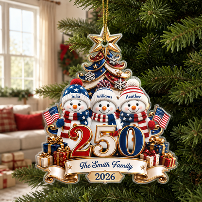 Snowman 250 Years Of Freedom America Anniversary - Personalized Custom Shaped Acrylic Ornament