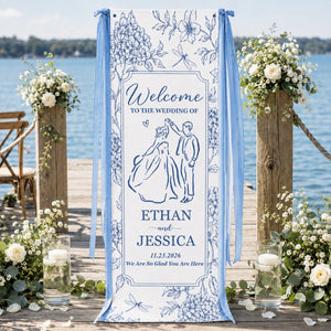 Bride & Groom Wedding Fabric Sign - Personalized Wedding Decorations