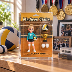 Proud Volleyball Player - Personalized Acrylic Block Plaque - Unique Christmas Gift For Volleyball Players, Granddaughter, Daughter