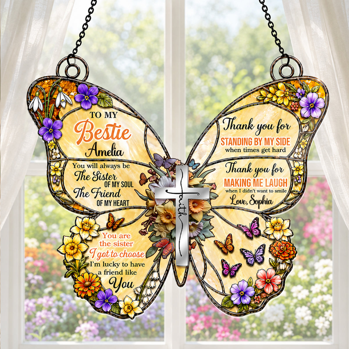 To My Bestie You Are The Sister Of My Soul | Personalized Acrylic Suncatcher