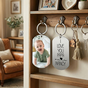 Dad I Love You Daddy Custom Keychain with Picture Special Gift For Father Gift From Kids