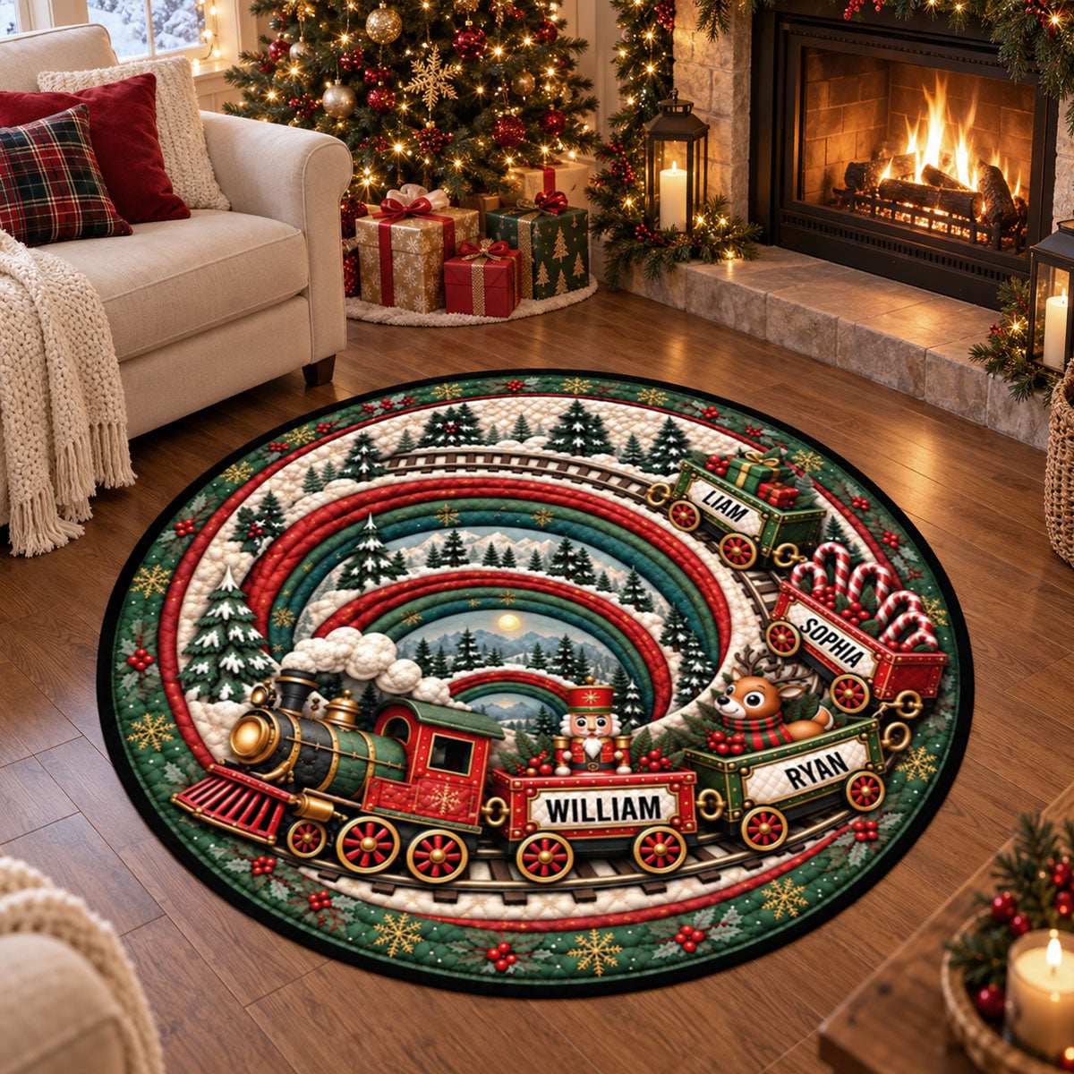 Magical Holiday Train - Personalized Quilted Mat