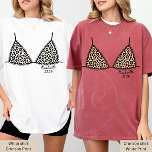 Custom Leopard Bikini Bachelorette Shirt, Nashville Bach Party Shirt, Bride Squad Trip Tee, Personalized Comfort Colors Girls Trip Tee