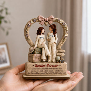 One Soul Two Besties - Personalized 2-Layer Wood Plaque With Flat Base