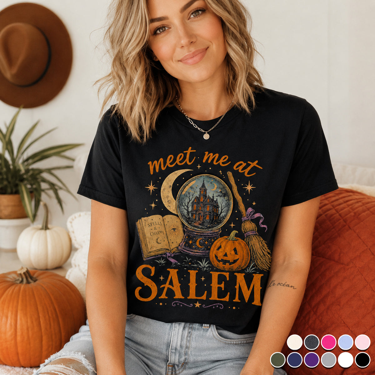 Meet Me At Salem , Witchy Halloween T-Shirt , Vintage Spooky Season