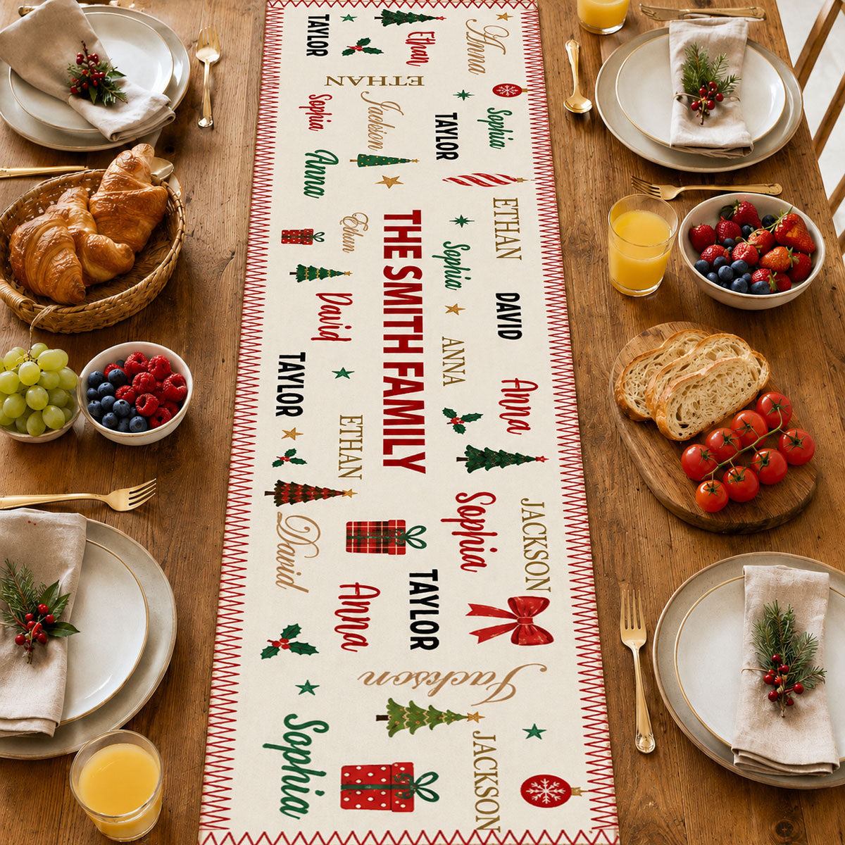Family Name Christmas - Personalized Table Runner