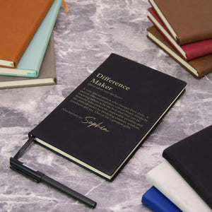 Personalized Difference Maker Journal, Custom Coworker Gifts, Leather Lined Notebook, Mentor Leader Appreciation Thank You Gift