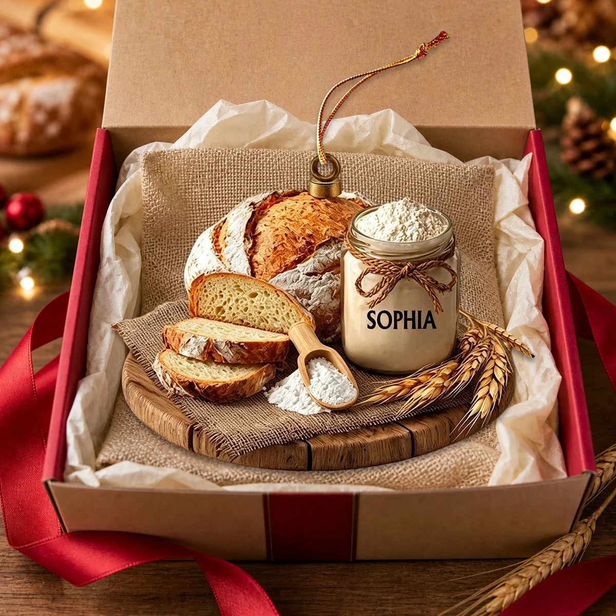 Rustic Christmas Bakery Ornament, Artisan Bread & Baking Holiday Ornament.