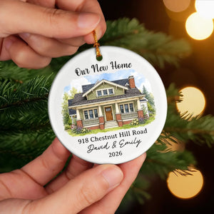 Our New Home - Custom Photo New Home Ceramic Ornament - Personalized Anniversary Christmas Wedding Gifts For Husband And Wife, Him And Her