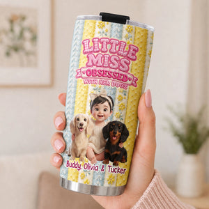 Little Miss Obsessed With Her Dogs - Personalized 3D Inflated Effect Tumbler