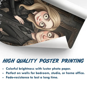 Custom Photo Gothic Portrait Art Couple Spooky Halloween - Personalized Poster